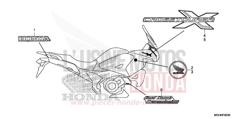 MARQUE (ED,RU,TH,U) von VFR1200X "Crosstourer" DCT CANDY PROMINENCE RED (R342) von 2017